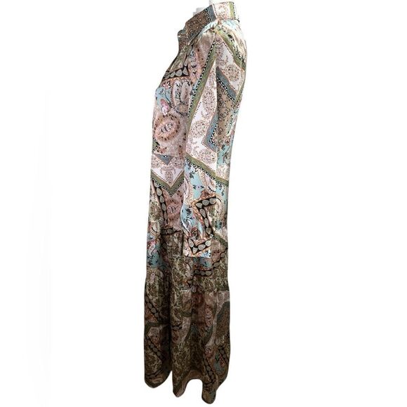 Georgette Elegant Paisley Print Button Down Maxi Boutique Dress Size XS - Picture 5 of 12